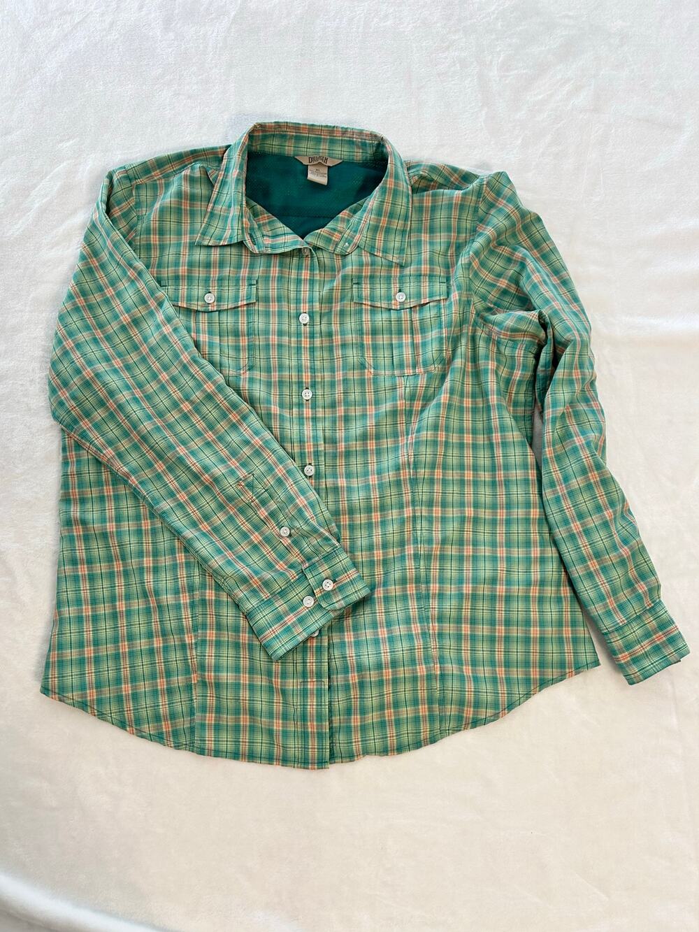 Duluth Women's Button Up Blue Plaid Lightweight Fishing Shirt XL